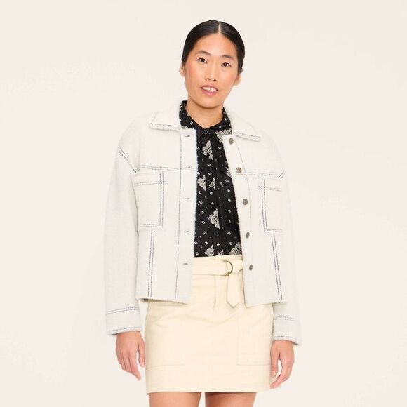 Woolrich - Women's Shacket - Woolrich Cream XL Cream - Picture 2 of 3